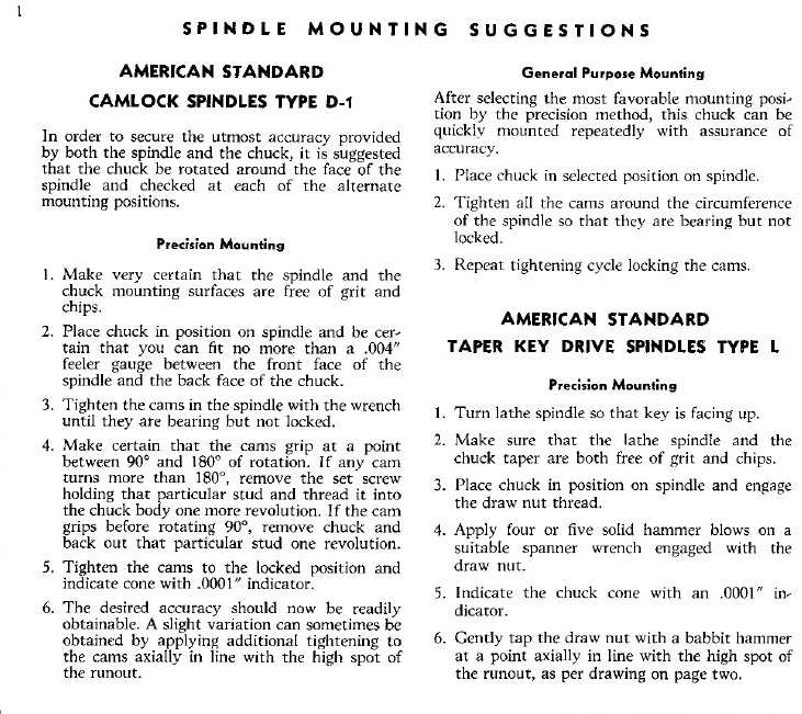 Jacobs Spindle Nose Lathe Collet Chuck - Operation and Care Manual