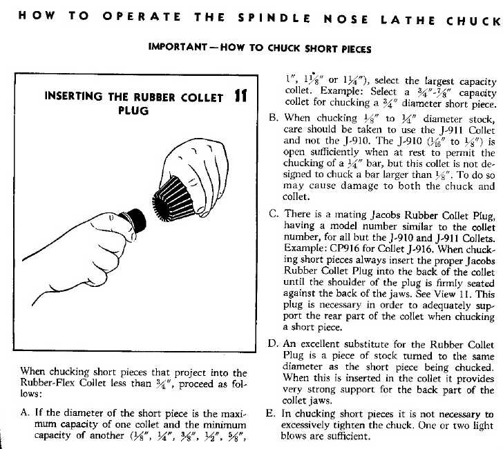 Jacobs Spindle Nose Lathe Collet Chuck - Operation and Care Manual
