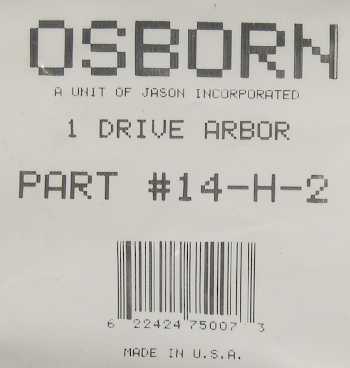 Brush Drive Arbor, .25 x .1875, lot of 1 Osborn # 75007 - Picture 2