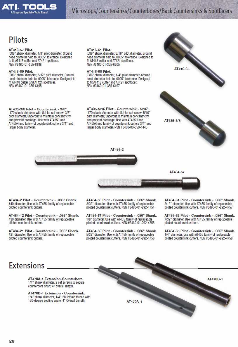 ATI Micro Stop Cage Countersinks and Cutters catalog info