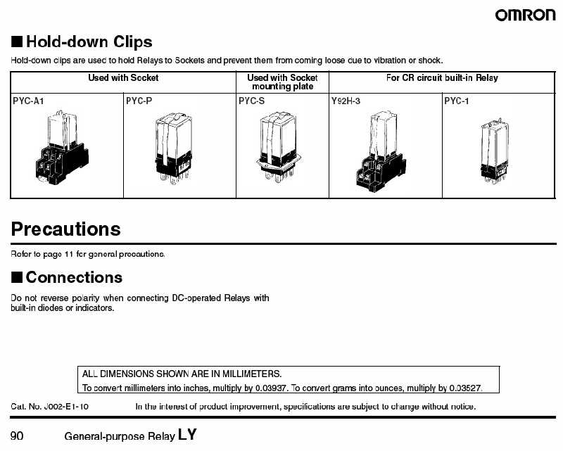 Omron LY2 Relay - Specs